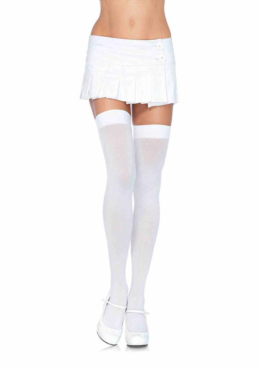 LA6672Q - Plus Size Nylon Thigh Highs Stockings Leg Avenue White Plus Size 