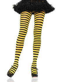 LA7100 - Nylon Stripe Tights Pantyhose Leg Avenue Black/Yellow One Size 