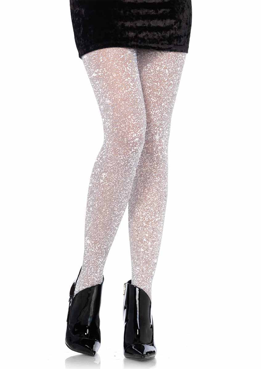 LA7130 - Lurex Shimmer Tights Pantyhose Leg Avenue Silver One Size 