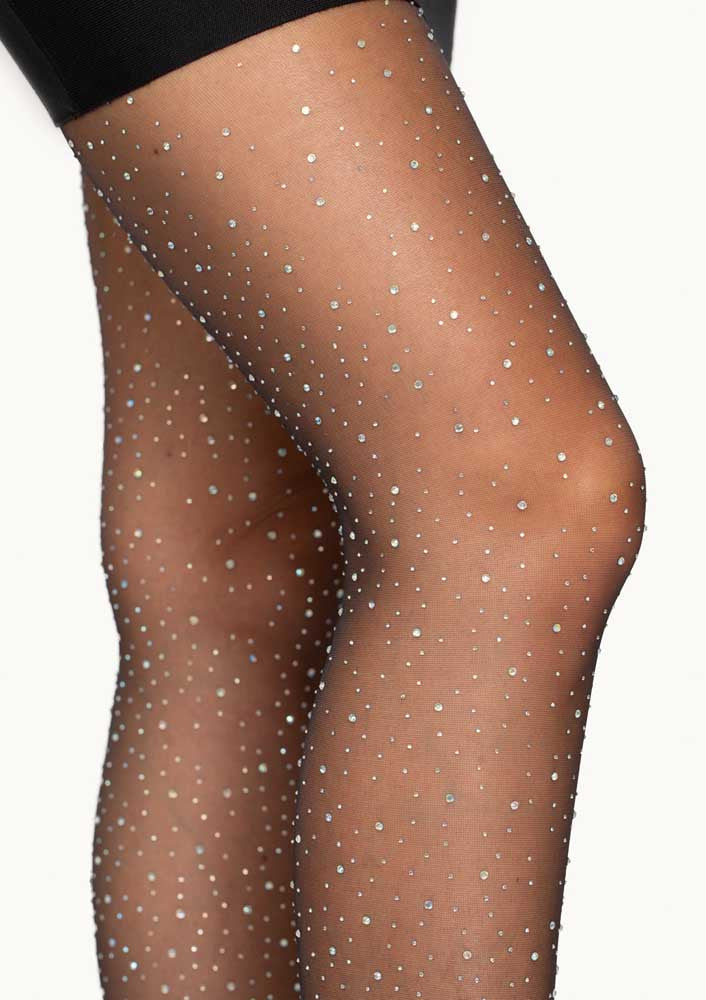 LA7957 - Sheer Rhinestones Pantyhose Pantyhose Leg Avenue Black One Size 