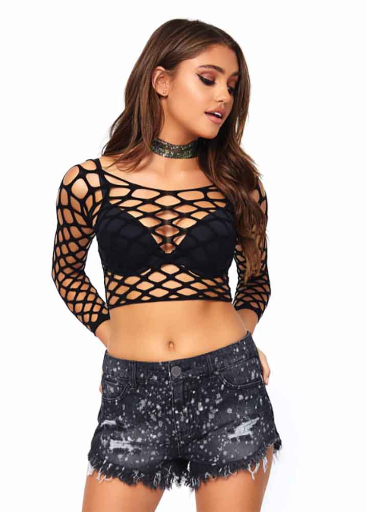 LA81567, Pothole Crop Top Tops Leg Avenue   