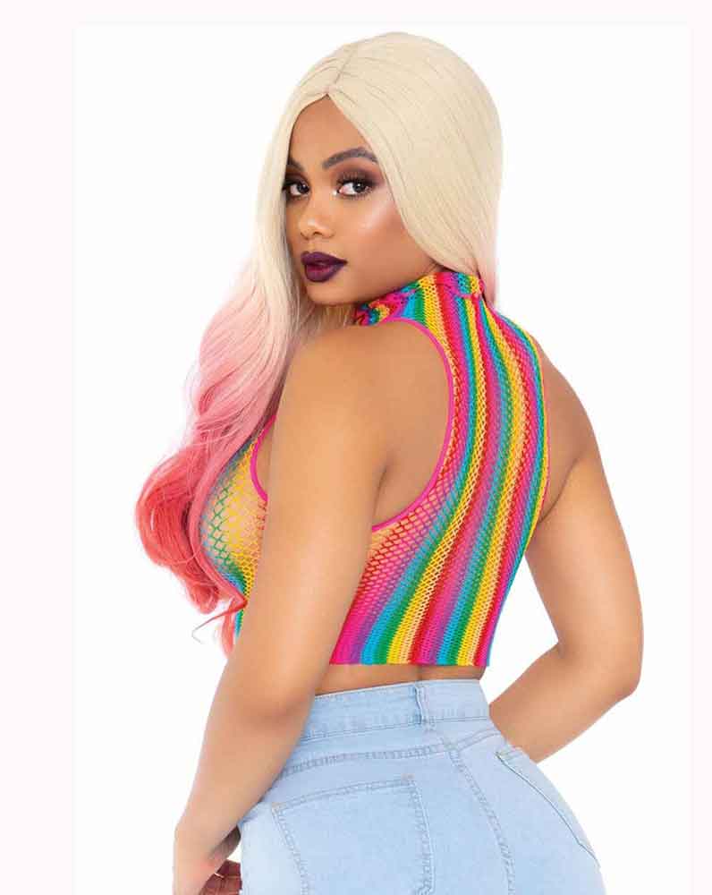 LA81610, Rainbow Crop Top Tops Leg Avenue   