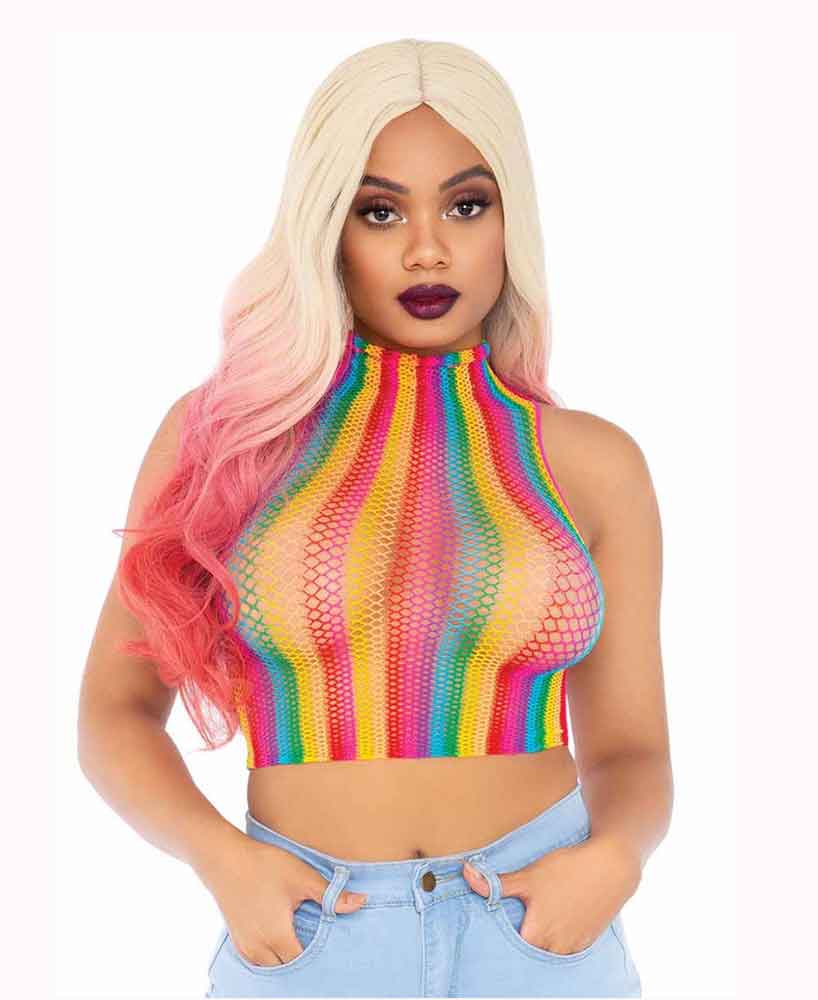 LA81610, Rainbow Crop Top Tops Leg Avenue   