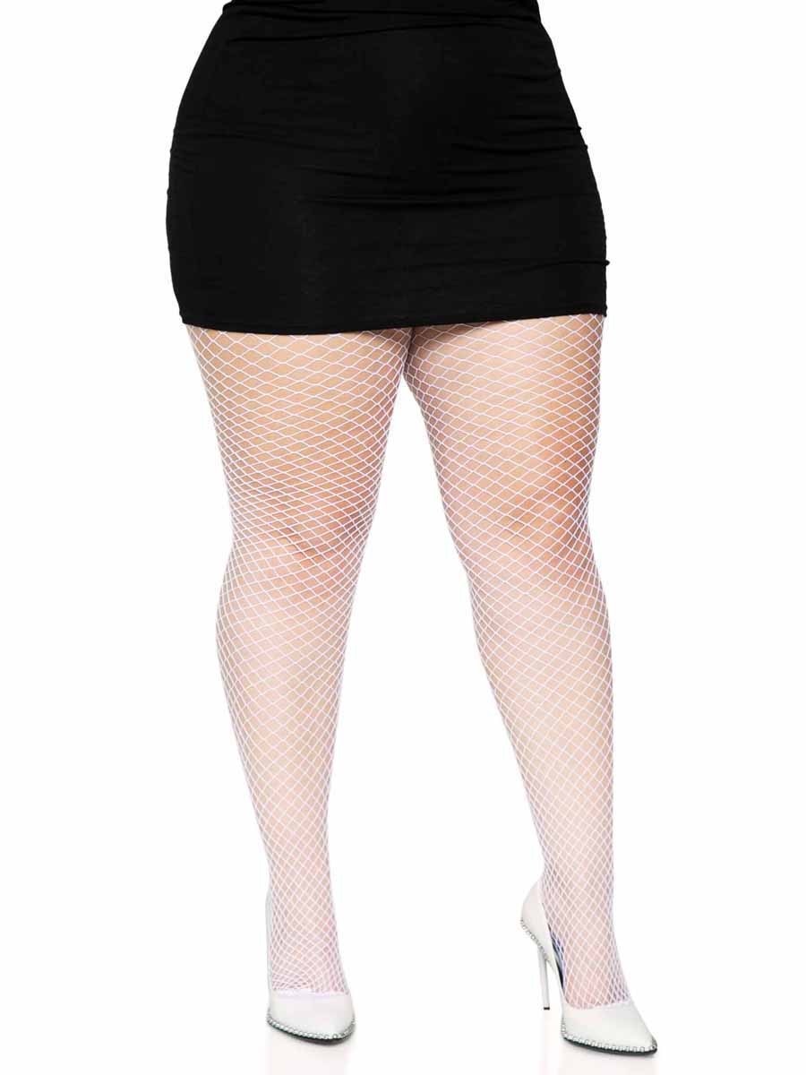 LA9003X - Plus Size Spandex Industrial Net Tights Pantyhose Leg Avenue White 1X/2X 