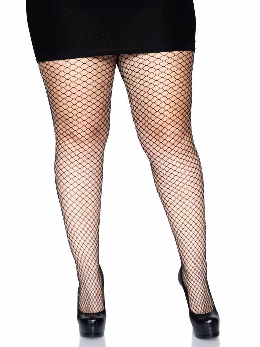 LA9003X - Plus Size Spandex Industrial Net Tights Pantyhose Leg Avenue Black 1X/2X 