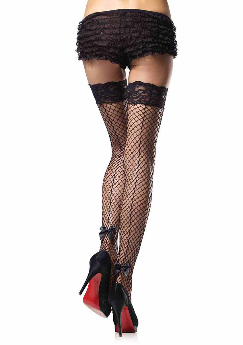 LA9315 - Stay up industrial Net Backseam Thigh Highs
