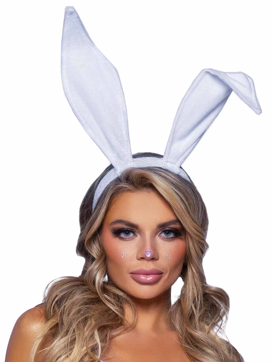 LAA2868 - Velvet Bunny Ears Costume Acessories Leg Avenue White One Size 