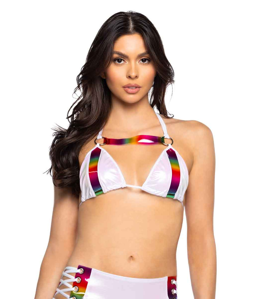 JV-JR111 Harness Triangle Top. Stretch Foil Tops JValentine   