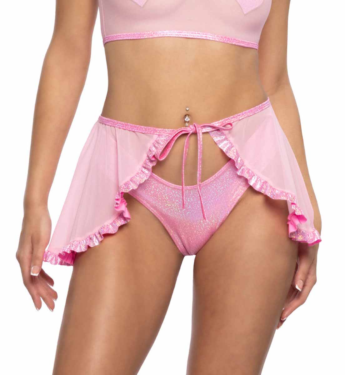 JV-JR121 Baby Pink Mesh Ruffle Wrap Skirt Bottoms JValentine   