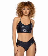 JV-JR122 Black Tank Top & Lace-Up Short Set Ravewear Sets JValentine   