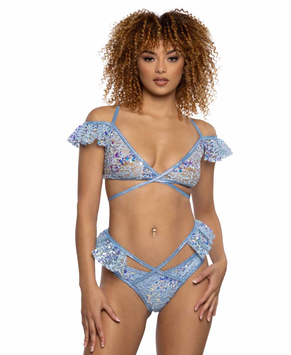 JV-JR129 Baby Blue Sequin Lace Ruffle Wrap Bottom Bottoms JValentine   