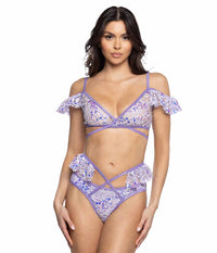 JV-JR129 Lavender Sequin Lace Ruffle Wrap Bottom Bottoms JValentine   