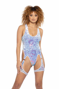 JV-JR131 Baby Blue Sequin Velvet Chaps Bodysuit Ravewear Sets JValentine   