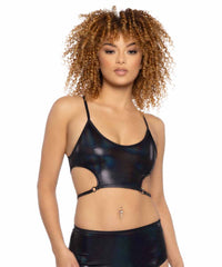 JV-JR139 Black Metallic Harness Top Tops JValentine   