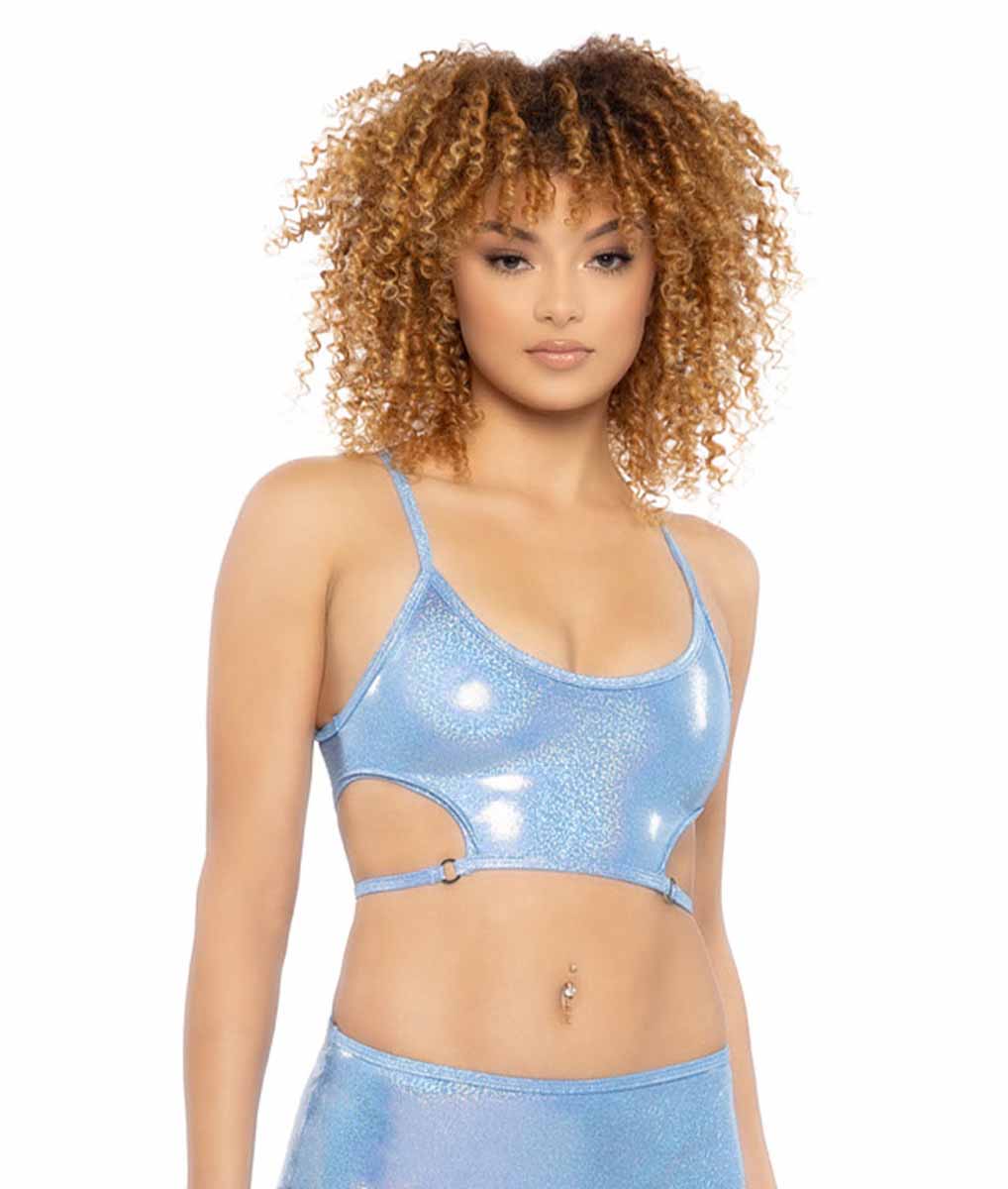 JV-JR139 Baby Blue Metallic Harness Top Tops JValentine   