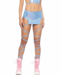 JV-JR140 Baby Blue Metallic Harness Wrap Skirt Bottoms JValentine   