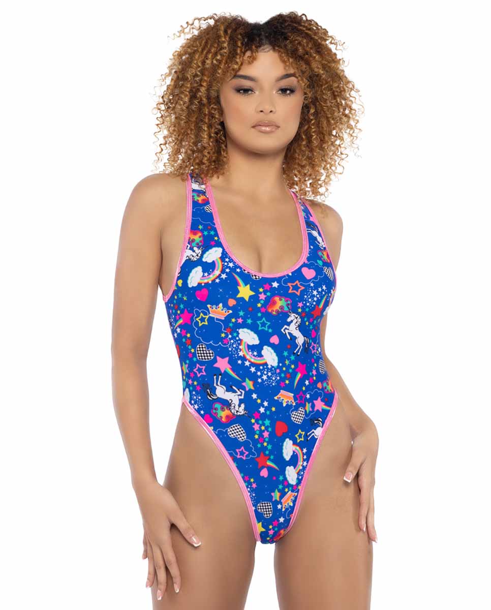 JV-JR145 Print High-Cut Bodysuit BodySuits JValentine   